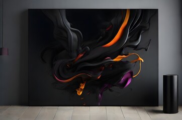 Fototapeta premium Matt black smoke a mix of vibrant canvas in modern house interior.