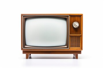 Old fashioned television with a blank white screen. Suitable for technology and retro design concepts