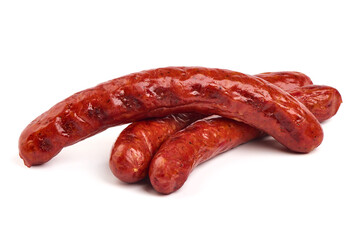 BBQ Roasted pork sausages, isolated on white background