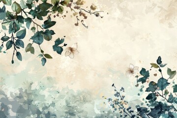 watercolor floral border for greeting cards Generative AI