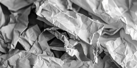 A close up view of a pile of crumpled paper. Ideal for office, education, or recycling concepts