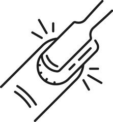 Nail manicure service icon with cuticle pusher. Woman beauty or spa salon service, cosmetology makeup tools and cosmetics shop line vector icon. Manicure and pedicure master outline pictogram or sign