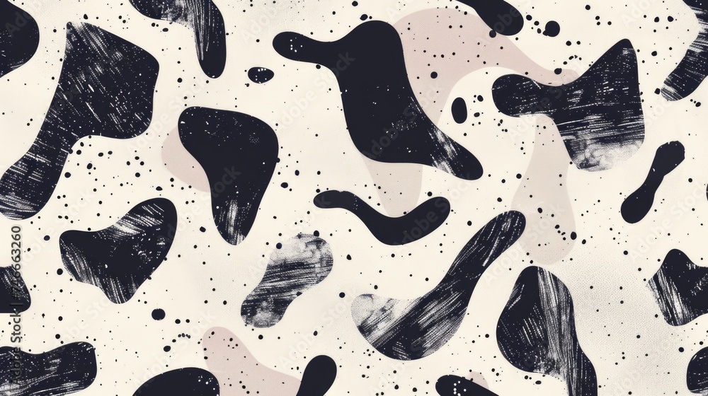 Aufkleber Abstract black and white pattern with bold black spots. Suitable for graphic design projects or background use