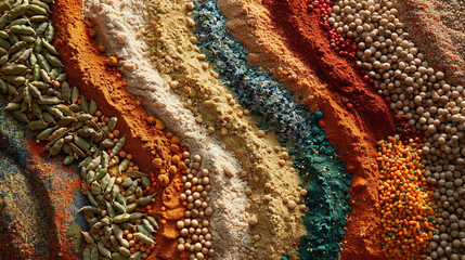 Vibrant Spice and Powder Art Composition