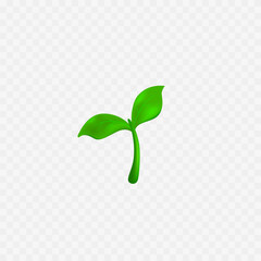 Seedling icon. Green plant. Cute little realistic green leaf. Vector