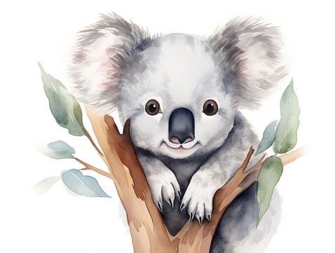 Drawings of Koalas, watercolor style