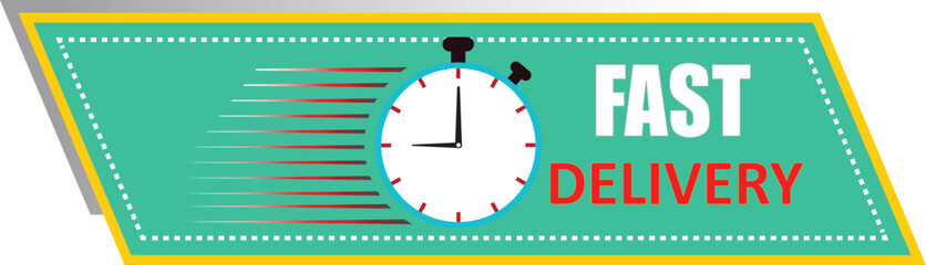 Fast Delivery written icon, Fast shipping delivery with time icon, Track and trace processing