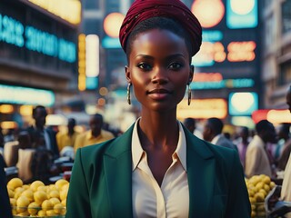 Successful African businesswoman in suits. Generated with AI