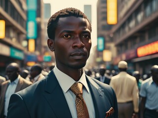 Successful African businessman in suits. Generated with AI