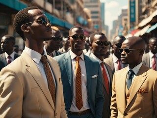 Successful African businessmen in suits. Generated with AI