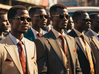 Successful African businessmen in suits. Generated with AI
