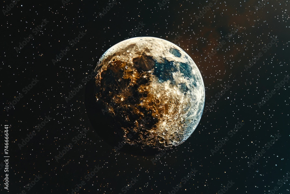 Poster a close up of a moon in the sky. perfect for astronomy enthusiasts