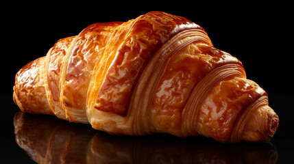 Close Up of a Croissant on a Black Surface