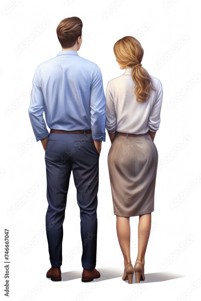 Poster A man and a woman standing next to each other. Suitable for various concepts and themes