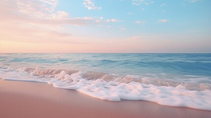 Fototapeta na wymiar A wave approaching a sandy beach, suitable for travel websites