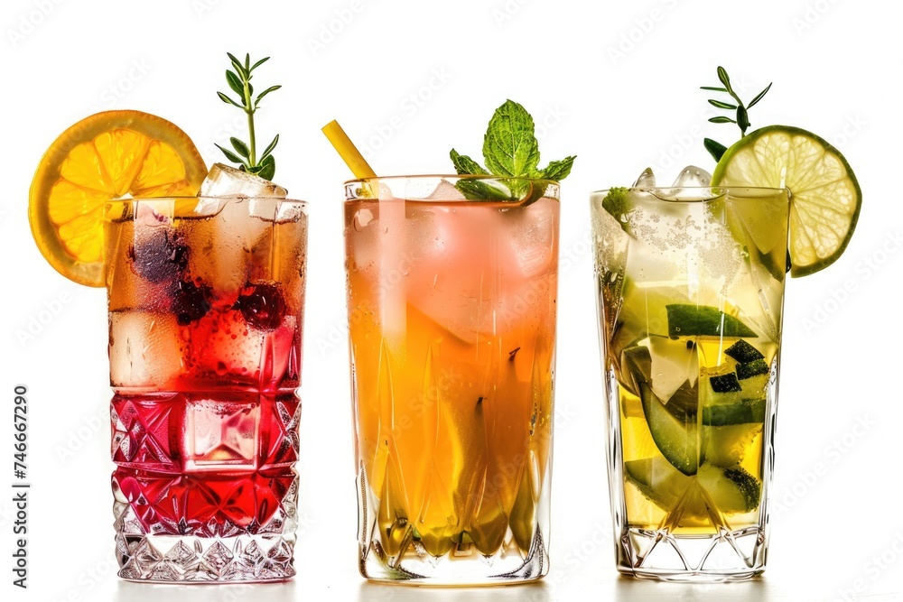 Poster A row of four different types of drinks. Suitable for various beverage-related concepts