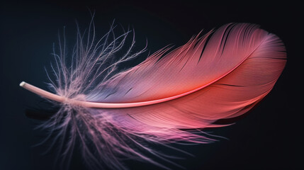 Pink Feather on Black Background