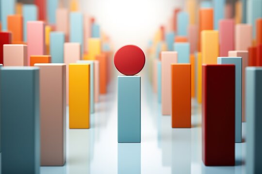 a stick up of an exclamation with a piece of paper, in the style of light red and azure, geometric shapes & patterns, soft-focus, light azure and yellow, stylish