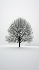 Lone Tree in Snowy Field