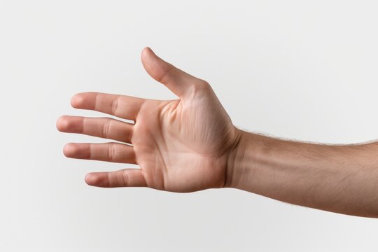 Person holding their hand out in the air, suitable for various concepts and designs