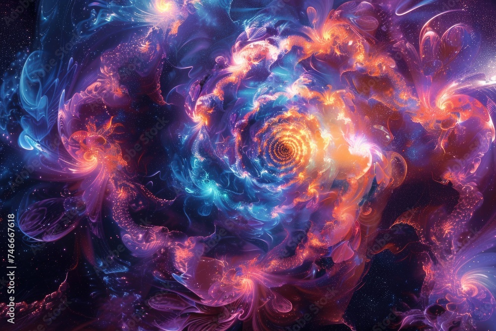 Poster abstract spiral design with vibrant colors. suitable for backgrounds or artistic projects