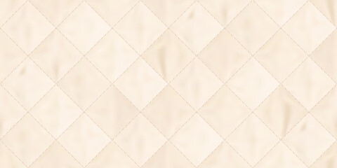 Top view of cream mattress quilted seamless texture. Pattern of soft upholstery of sofa or bed. Simple bedding textile. Pastel comfortable blanket surface. Vector illustration with gradient mesh