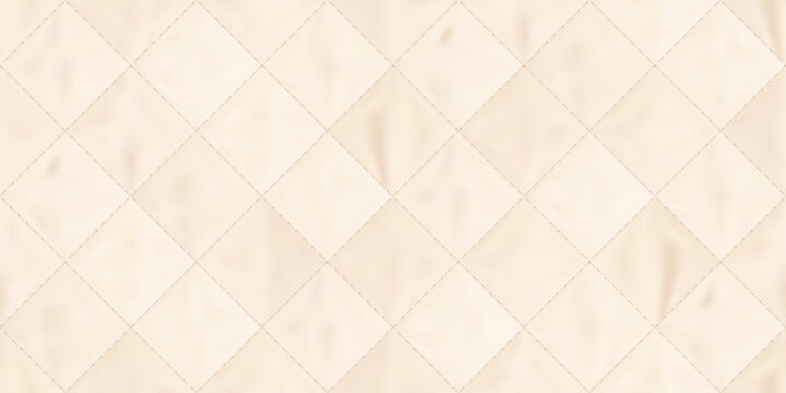 Top view of cream mattress quilted seamless texture. Pattern of soft upholstery of sofa or bed. Simple bedding textile. Pastel comfortable blanket surface. Vector illustration with gradient mesh