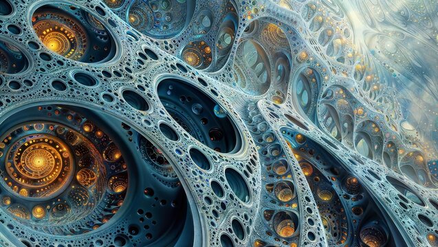 Fractal Universe: A detailed close-up of a complex fractal, showcasing its intricate and mesmerizing structure.
