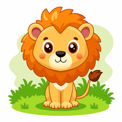 Obraz na płótnie Canvas Cute lion cub on a white background. Cute children's background