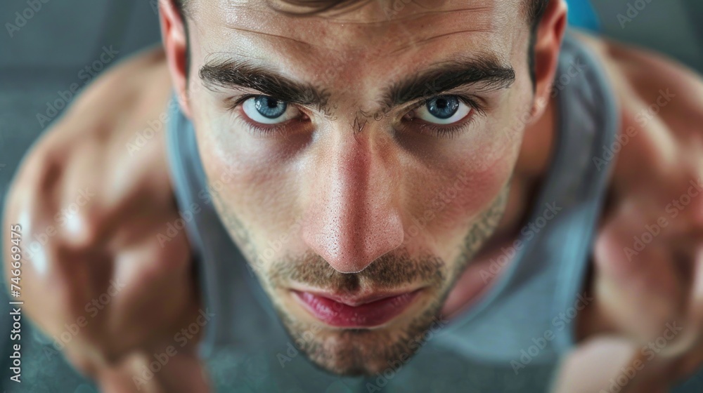 Poster A man looking directly at the camera, suitable for a variety of projects