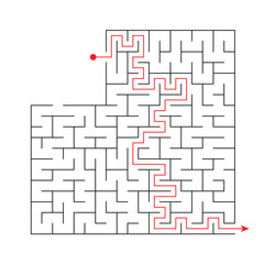 Vector illustration. Template for an educational logical game labyrinth for children with a solution. Find the right path