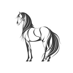 Black and white creative horse, vector illustration