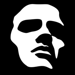 vector black and white light and shadow isolated image of male face formed by shadow. severe male profile. useful for men's products advertising, barbershop, men's clothing stores, logo, print, poster