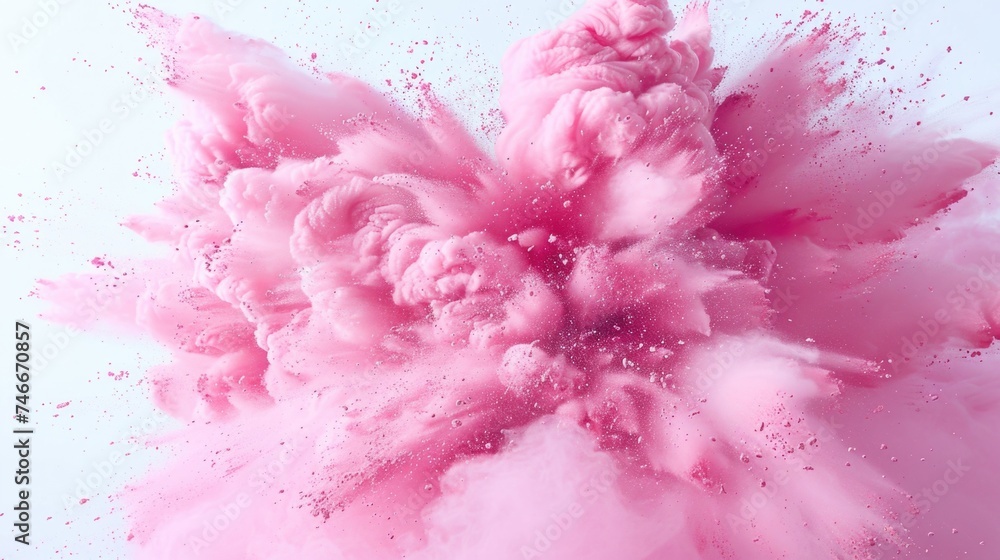 Poster a pink powder cloud floating in the air. suitable for various creative projects