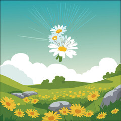 Vector Spring Day landscape scene