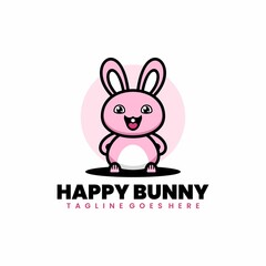 Free Vector Happy Bunny Simple Mascot Design