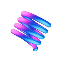 Iridescent 3D Neon Metalic Spring Object 