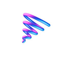 Iridescent 3D Neon Metalic Spring Object 