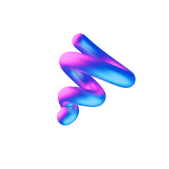 Iridescent 3D Neon Metalic Spring Object 