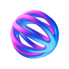 Iridescent 3D Neon Metalic Wired Sphere Object 