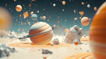 Naklejka premium Planet with a distinctive ring around it. Suitable for educational materials or science-related projects