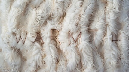 Warmth Concept Typography with Soft Fur Texture on Elegant Marble Background