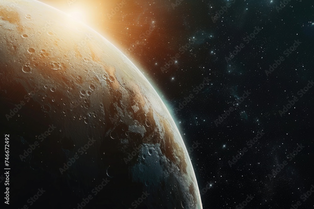 Poster earth seen from space with stars in the background. suitable for educational materials or science-re