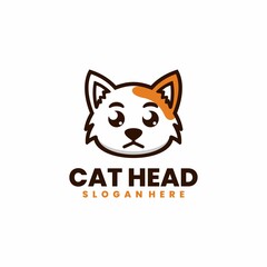 Fototapeta premium Free Vector Cat Head Simple Mascot Logo Design