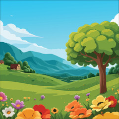 Vector Spring Day landscape scene