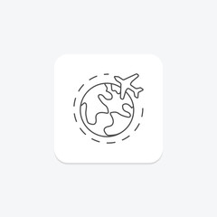 Travel icon, traveling, travel adventures, travel experiences, travel journeys thinline icon, editable vector icon, pixel perfect, illustrator ai file