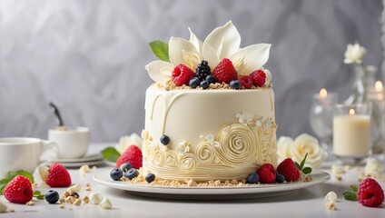Fototapeta na wymiar cake with rose