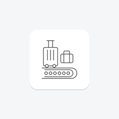 Baggage icon, luggage, travel baggage, travel luggage, checked baggage thinline icon, editable vector icon, pixel perfect, illustrator ai file