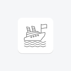 Cruise icon, cruises, cruise ship, cruise ships, cruise liner thinline icon, editable vector icon, pixel perfect, illustrator ai file