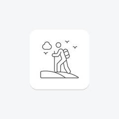 Fototapeta premium Adventure Travel icon, adventure travel, adventure trips, adventure experiences, adventure destinations thinline icon, editable vector icon, pixel perfect, illustrator ai file